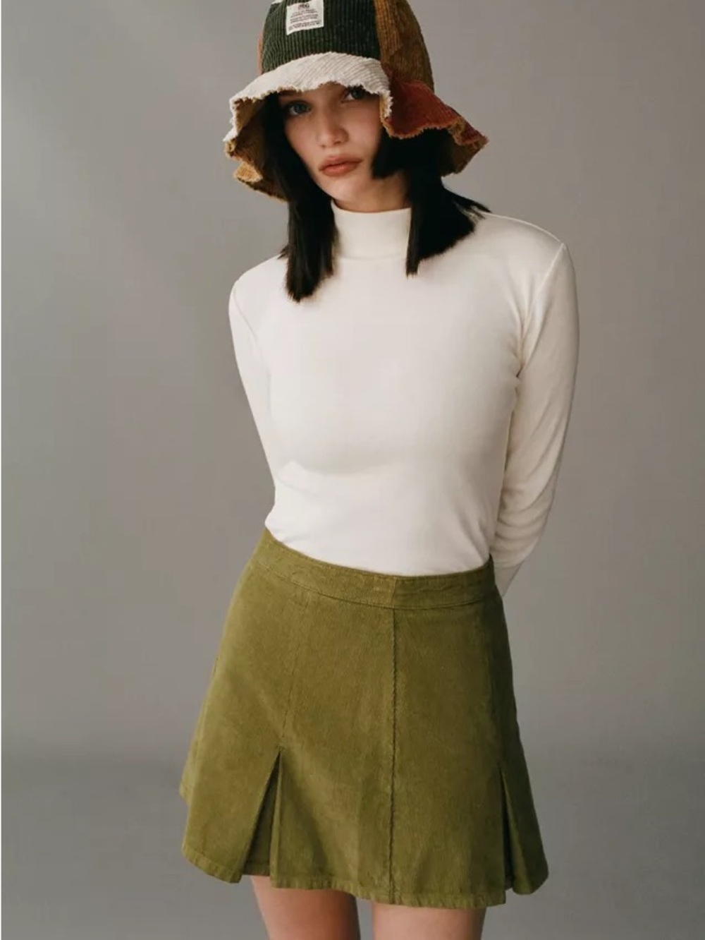Urban outfitters pleated corduroy mini skirt